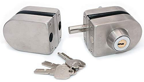 NUZAMAS Verrou de porte en verre, serrure de sécurité, serrure de porte en verre en acier inoxydable 304 avec 2 clés, sans perçage, convient pour la maison, l'hôtel, la salle de bain, vitrine