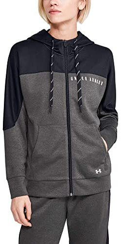 Under Armour Women's Recover Knit Full Zip Warm-up Top, S, Jet Gray Medium Heather/Black/Onyx White (010), Jet Gray Medium Heather/Black/Onyx White (010)