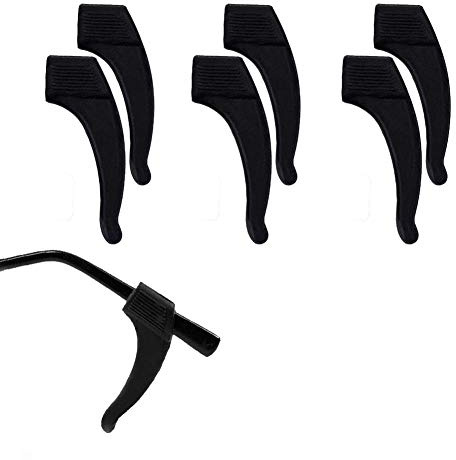 Ainkou 3 Pairs Anti-Slip Ear Hooks Grip Glasses Accessories Ear Hook Eyeglass Temple Tip for Sunglasses and Glasses (Black)