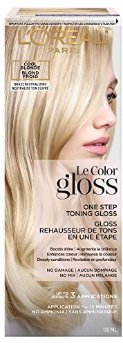 L'Oreal Paris One Step Toning Hair Shine for Home Use Increase Shine, Enhance Color, Conditioning, Brass Neutralization, No Damage