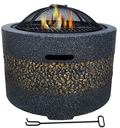 SHJC Turno Fire Pit Grande con Grill caminetto in Inverno, Bellissimo tavolino da caffè in Giardino in Estate Multifunzione Fire Pit per Riscaldamento/BBQ