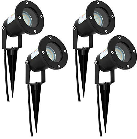 Wondlumi 4er Gartenbeleuchtung GU10 LED Gartenstrahler IP65 Schwenkbar Gartenlampen für Draußen 230V Anthrazit (Ohen Glühbirnen)