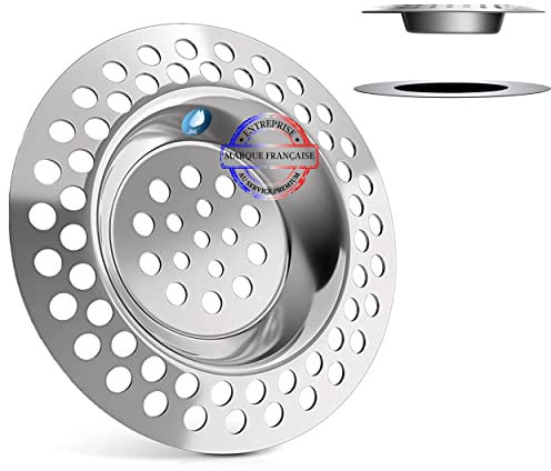 Filtre Évier Cuisine, JaMoonLBV JmL® Marque Française - 3 Pièces Ø 7 CM, Grille en Acier Inoxydable - Filtre à Evier - Crépine Universelle Anti-Bouchon, Tamis Passe-Déchets - Facile à Nettoyer