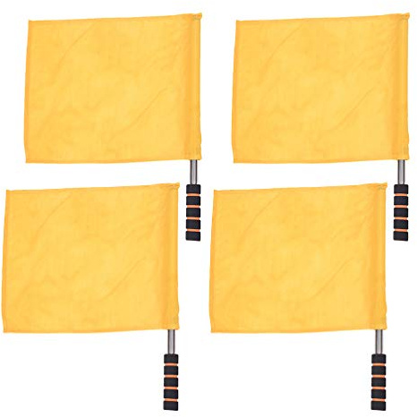4pcs Sports Referee Flags Linesman Flags Stainless Steel Pole Hand Sports for Soccer Volleyball Match (Yellow)