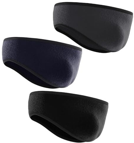 KEYRI 3 Peices Warmers Headband Ear Muffs for Men Women, Running Headband Corduroy Hairband Cycling Cap Protector, Adult Child’s Winter Earband for Outdoor Sports Fitness (Black + Blue + Grey)