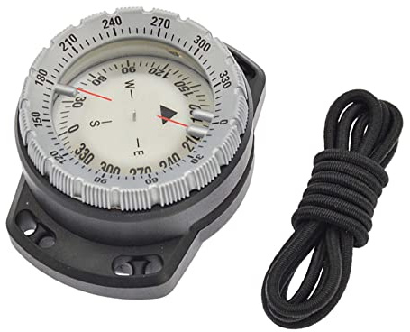 Pineeseatile Compasse de plongée, Boussole de plongée Surf sur Le Surf Luminal sous-Marine 50m Compasse Night Vision Navigation étanche Compasse avec Gris élastique