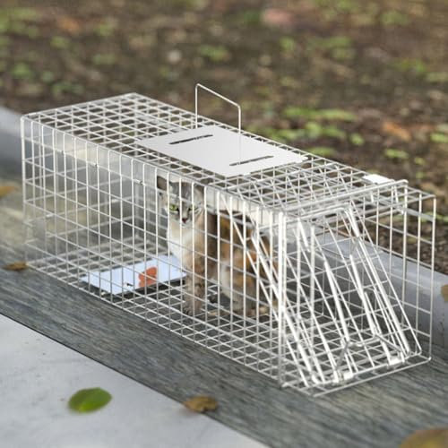 Pgkog Cage Trappe Chat, Piege A Chat Cage Piège À Chat Pliable, Facile À Transporter, avec Poignée Design Sensible pour Chats, Lapins, Écureuils, Piège À Chat