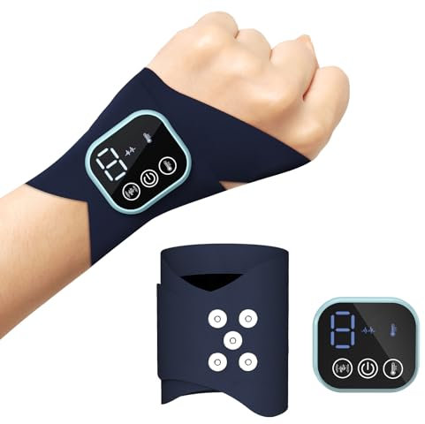 EMS & TENS Handgelenk-Massagegerät, Kabelloses Massagegerät mit Wärme, 3 Wärmestufen, 5 Massagemodi und 9 Stärke, Lindert Ermüdung des Handgelenks, Durchblutung, Arthritis-Schmerzen und Schwellungen