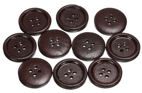 QUARKZMAN 10 st 36 L träsyknappar 23 mm (7/8 tum) runda 4-håls sömnadsknappar för gör-det-själv-kläder hantverk dekoration, mörkbrun