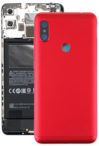 HUOLUNGJIN Battery Back Cover Compatible with Xiaomi Redmi Note 6 Pro with Side Keys,Housing Door Back Cover Replacement Repair Set for Note 6 Pro (Red)