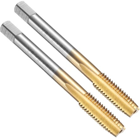 QUARKZMAN 2pcs De Machos De Roscar De Flauta Recta, M8 X 1.25 Métrico Recubiertos De Titanio Herramienta De Roscado Y Fresado De Roscas, Acero Rápido 6542 (HSS 6542)