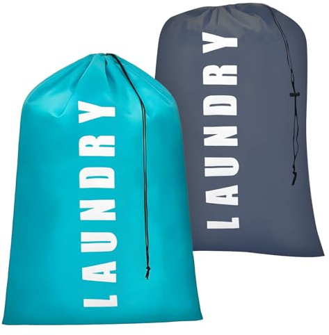 Lot de 2 Sac à Linge Large, Sac Linge Sale, Linge avec Cordon de Serrage, 120L Sacoche à Linge Pliable, Portable Sac Linge Sale Voyage Enfant pour Hôtel Dortoir Voyages