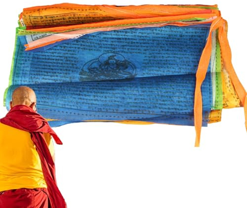 Huayeex Banderas de oración tibetanas – Bandera budista – Decoración pacífica de 10 x 6 pulgadas, banderas de oración sagrada tibetanas para pared, patio, exterior, interior, mejora del ambiente