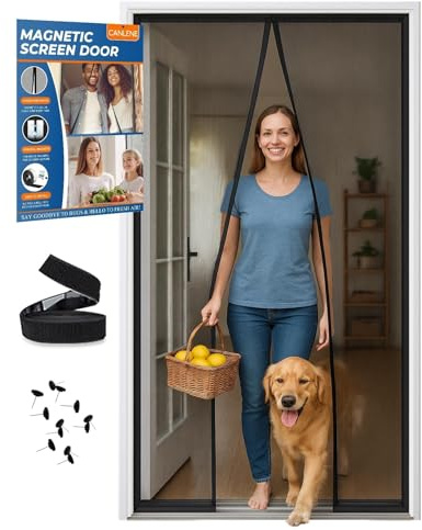 CANLENE Fly Screens for Doors, Door Fly Screen Curtain, Magnetic Fly Screen Door – Durable Mesh Keeps Flies & Mosquitoes Out, Easy No Drill Installation, 80x200cm