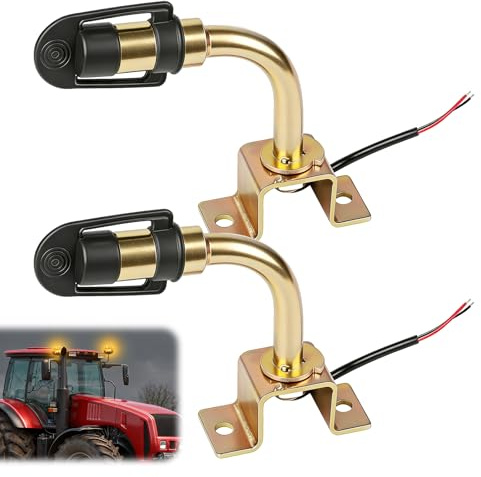 2 soportes para luces giratorias en forma de L de 90°, soportes universales para luces giratorias de 12 V/24 V con cable y tapa de goma, luz de advertencia giratoria intermitente para tractor