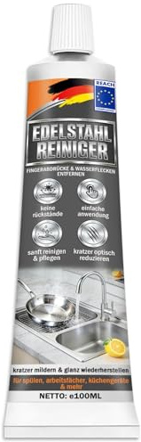 Detergente in acciaio inox, 100 ml, detergente e detergente per lavelli in acciaio inox, rimuove i graffi dell'acciaio inossidabile, riduce i graffi visibili e ripristina la lucentezza