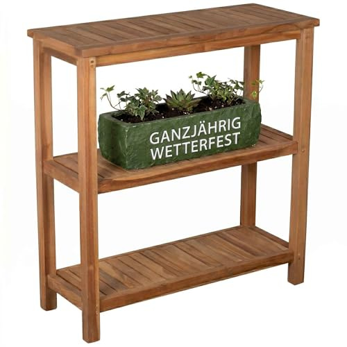 Mr. Deko Pflanztisch Filton Teak-Holz 100x110x40cm Garten-Regal Wetterfest