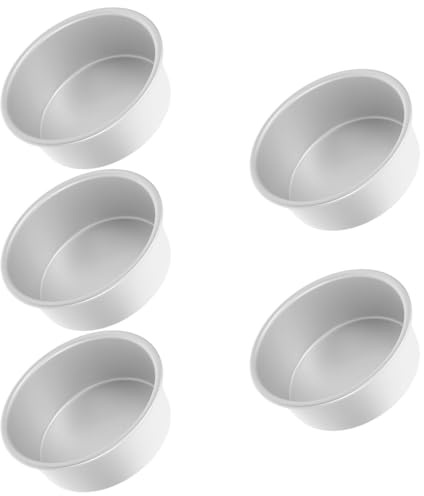 LIGIGWASH Set 5 Pezzi Teglie per Dolci Rotonde 13cm in Lega di Alluminio Antiaderenti e Facili da Pulire per Feste e Cottura di Mini Torte e Quiche