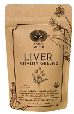Anima Mundi Apothecary Super Greens Powder - Liver Vitality - Organic Superfood Greens & Herbal Prebiotics for Liver Detox, Cleanse & Support - with Fair Trade Dandelion, Milk Thistle & More (8oz)