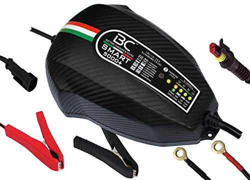 100% Made in Italy SMART 5000+ Caricabatterie/Mantenitore Intelligente 1Amp/5Amp per Batterie 12V Piombo-Acido, dotato di Power Supply, per Auto, Moto, Scooter, Barche, Camion, Camper fino a 160Ah