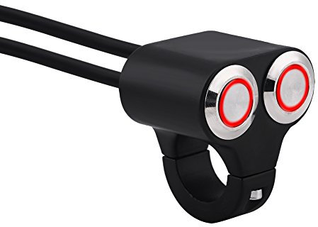 Interruttore per manubrio, interruttore di controllo del manubrio, per moto, on/off, pulsante di ritorno manuale 7/8 pollici, 22 mm, universale, interruttore del faro indicatore LED in lega di