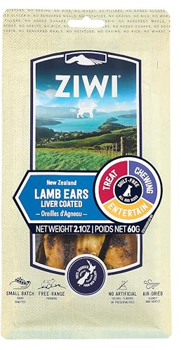 ZIWI Hunde-Kau- und Leckerlis - komplett natürlich, luftgetrocknet, Single Protein, getreidefrei, hochwertiger Leckerli, Snack, Belohnung (Lamb Ears)
