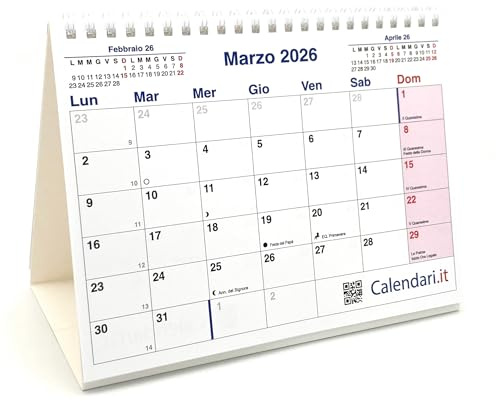 Calendario 2026 a caselle cm 20x15 da tavolo per ufficio casa e lavoro (16 FACCIATE)