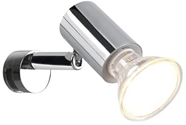 Lámpara de espejo con foco orientable en plata cromada, profundidad 10 cm