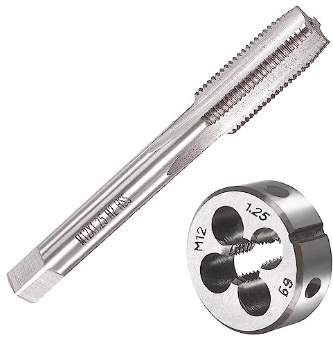 Saipor M12 x 1,25 metrisk gängskärning och gängskärjärn M12 x 1,25 mm HSS gängborr och skärjärn, högergänga fintråd fräs, rak räfflad gängskärare