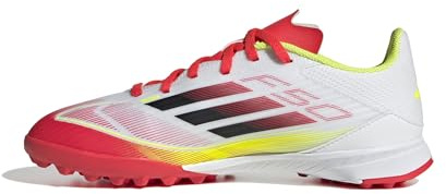 adidas Unisex Kids F50 League Football Boots Turf Kids, Cloud White/Core Black/Solar Yellow, 13 UK Child