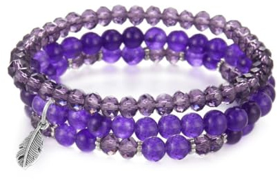 GoPaw pärlarmband stretch damarmband, kristallstretch damarmband flerskiktat boho armband för kvinnor damer födelsedagspresent
