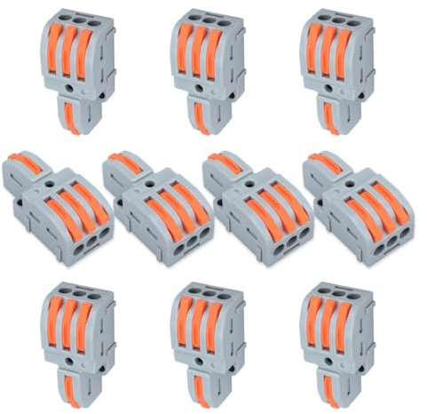 Innfeeltech 10 Pezzi di Morsetto di Collegamento 1 in 3 Out Con Leva, Connettori per Cavi per Conduttori da 0,2-4 mm² per Progetti Fai Da Te