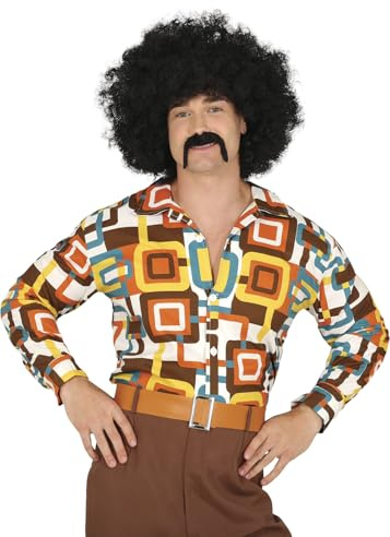 FIESTAS GUIRCA Chemise 70s Multicolore (48-50/M) - Accessoire de déguisement pour Homme - Idéal pour Les fêtes à thème des années 70, Carnaval et Halloween, Style rétro et Vintage - Multicolore