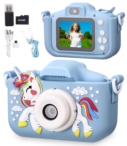 Camara Fotos Infantil,1080P HD Selfie Video Cámara de Fotos para Niños,Videocámara Infantil con Pantalla de 2.0,Regalos Ideales para Niños y Niñas de 3-12 Años