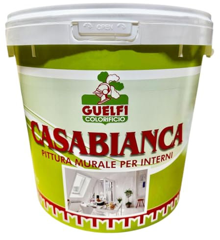 Colorificio Guelfi Casabianca Pittura Murale per Interni Idropittura per Interno Bianca Muri Pareti 14 Lt