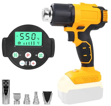 Trådlös värmepistol för Dewalt-batteri 20 V, trådlös varmluftspistol med 5 munstycken, 2-temperaturinställningar max 550 °C för krympslangar, vinylomslag, hantverk, elektronik, för DCB206 DCB205 (utan