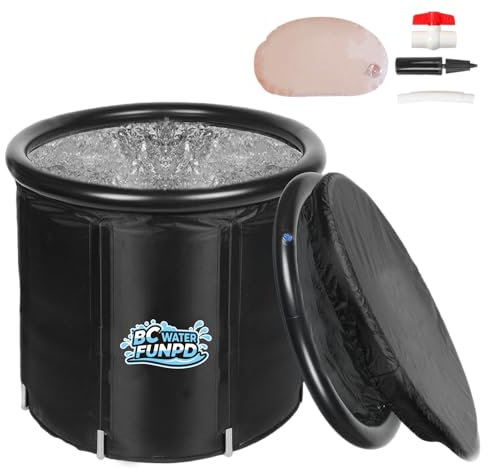 Tonneau à glace - Diamètre : 85 x 75 cm - 5 couches - Technique d'isolation - Fût mobile pour thérapie par le froid - Avec valve de vidange contre les douleurs musculaires et articulaires - Bain de