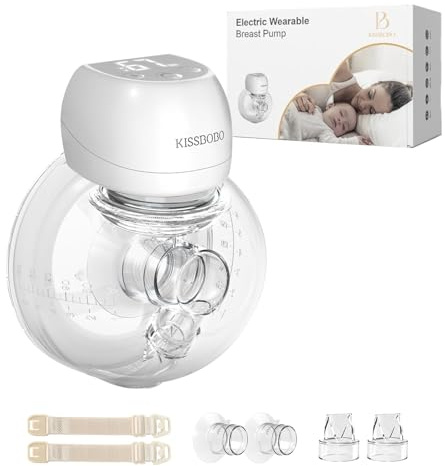 Tire-lait électrique révolutionnaire 193G, KISSBOBO Tire-lait électrique portable avec 3 modes et 9 niveaux, confort optimal avec téterelle 21 mm/24 mm (Blanc 1 pièce)