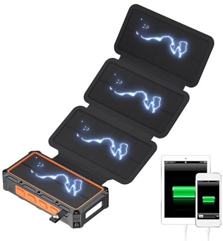 Power Bank Solare - Power Bank con Manovella Integrata e Luce LED | Ricarica Wireless, Allarme SOS e Bussola per Ciclismo, e Attività All’Aperto