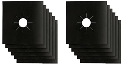 Kznifmk 12X Rivestimento Protettivo Antiaderente per Fornelli Un Gas Nero Riutilizzabile