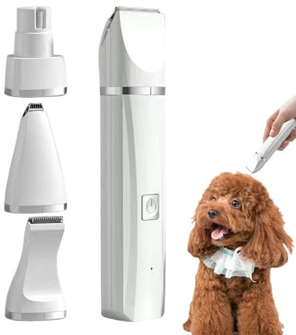 Trousse De Toilettage Pour Chien - Ponceuse à Ongles,Kit 4 en 1 Sans Fil Silencieux pour Griffes Poils Emmêlés Visage Oreilles Pattes