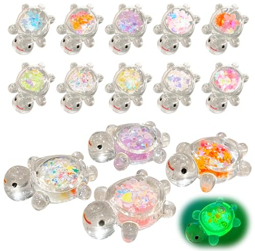 20Pcs Mini Resin Turtles, Luminous Resin Animals with Sparkle Flakes | Mini Turtle Figurines, Glow in the Dark Animal Figurines for Fairy Gardens, Aquariums DIY Crafts, Home Decoration