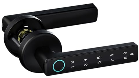 Fingeravtryck dörrlås 4-i-1 smart dörrhandtag med fingeravtryck/app/kod/nycklar elektroniskt knappsatslås för sovrum hem hotell kontor lägenhet