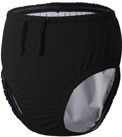 Dreammonkey Reusable Swim Nappy for Adults Leakproof & Waterproof Incontinence Swimwear Special Needs, Discreet Protection for Pool & Beach(Black,L)