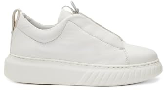 ANDIA FORA Sneakers Slip-On Donna LIBI Uni in Pelle con Soletto Antishock e Suola in Gomma, Bianco, 40