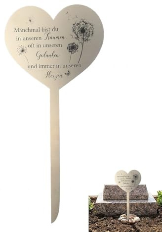 JIRVEX Decorazione Tomba Resistente alle Intemperie 1 Pezzo Cuore in Metallo con Incisione 'A volte sei nei sogni, spesso nei pensieri e sempre nei cuori' Funeraria Cimitero e Luoghi Commemorativi