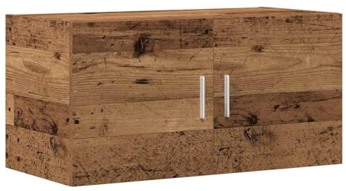 Heofavd Armadio da parete effetto legno anticato, armadio sospeso con 2 ante, mobile universale per soggiorno e corridoio, 80 x 39 x 40 cm, struttura robusta