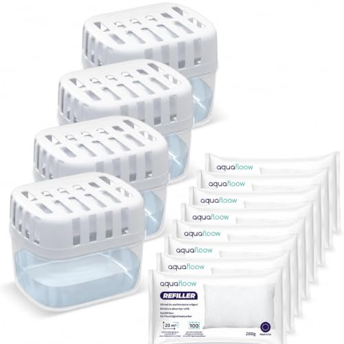 Aquafloow Deshumidificador 4x Absorbe Humedad 8x Gránulos Recarga