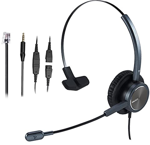 MAIRDI Telephone Headset with RJ9 & 3.5mm Jack for Office Landline Deskphone Cell Phone PC Laptop, Call Center Phone Headset with Microphone, Works for Cisco 7941 7965 6941 7861 8961