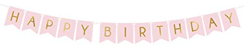 PartyDeco Banner Happy Birthday-rosa | 15 x 175 cm